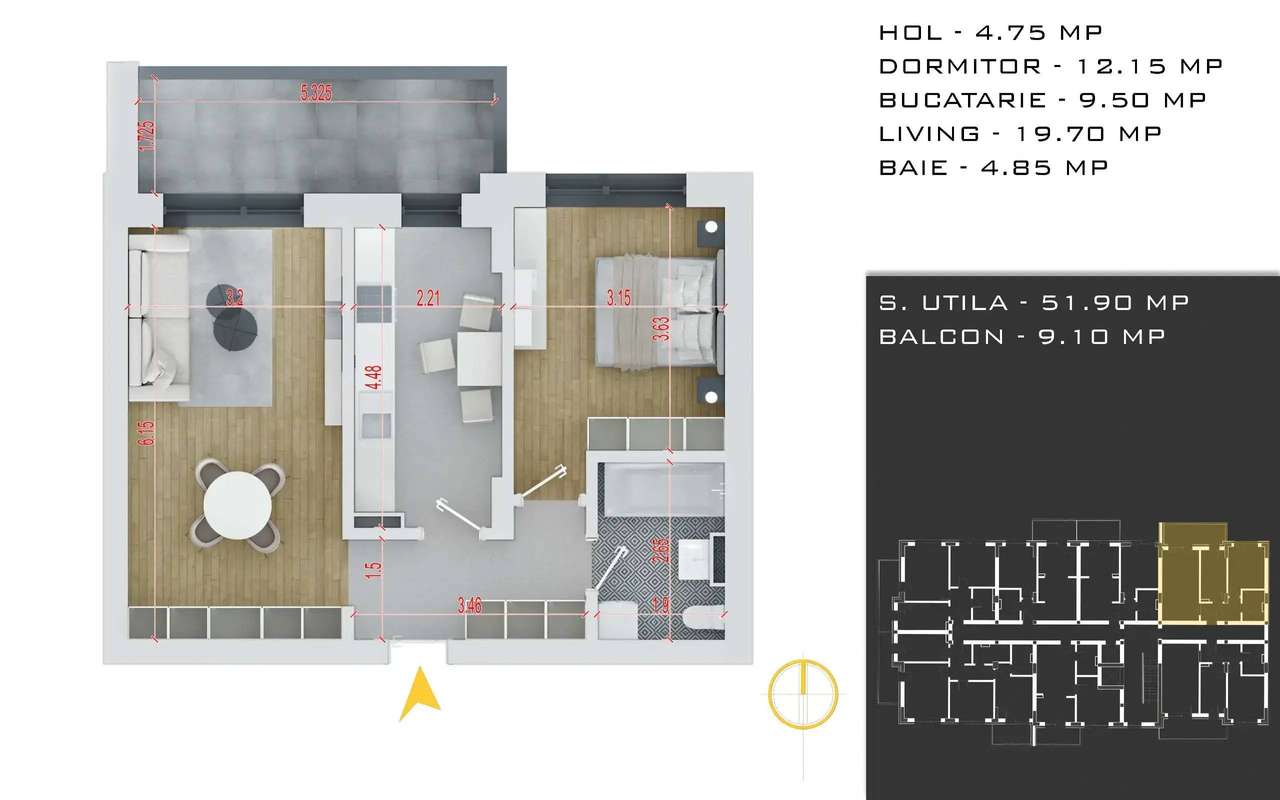 Titan Pallady metrou N Teclu 2 Camere Decomandat cu dressing generos-7