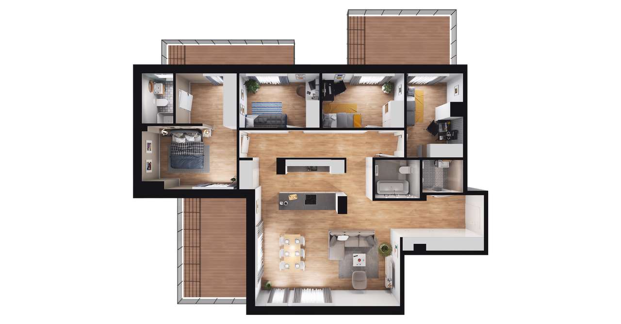 5-pokojowe mieszkanie 114m2 + 3 tarasy - Pełny obrazek: 2/8