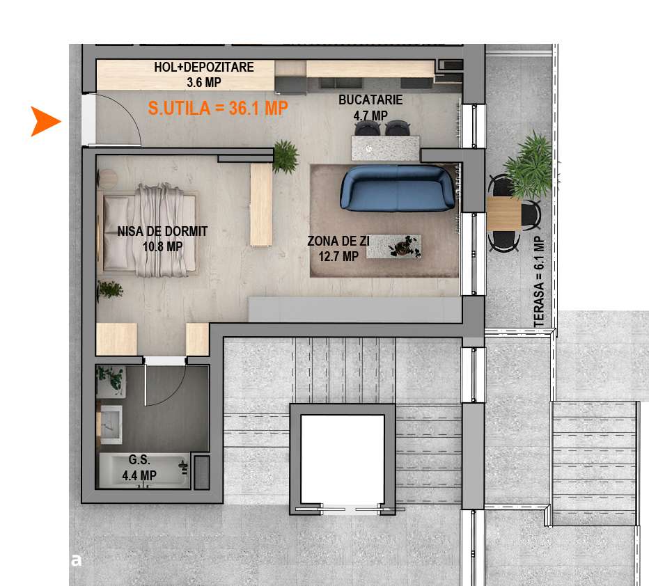 Garsoniera 36mp utili, balcon 6mp,  finisata, parcare inclusa-4