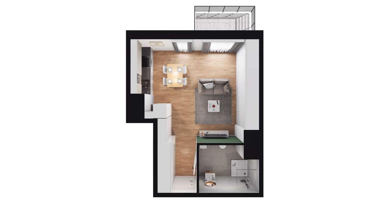 1-pokojowe mieszkanie 33m2 + balkon Bez Prowizji - Pełny obrazek: 2/8