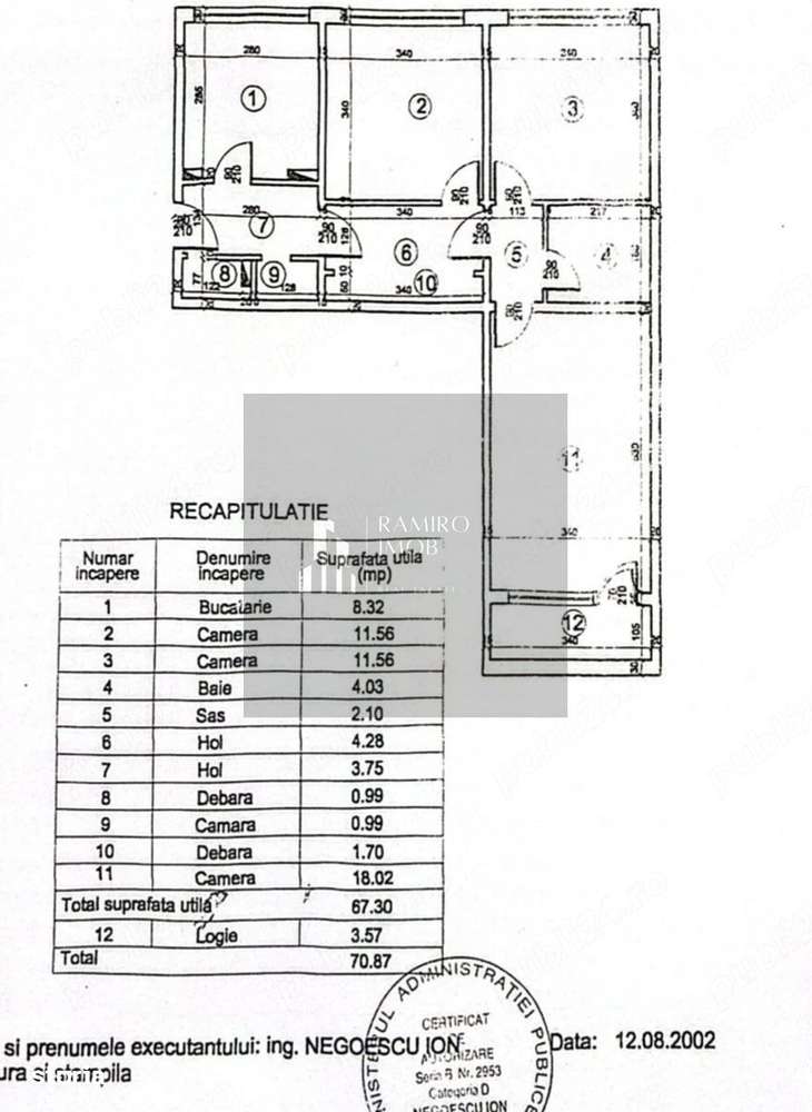 Apartament 3 camere 71 mp etaj 2
