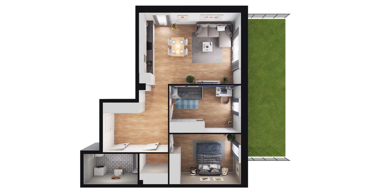 3-pokojowe mieszkanie 62m2 + ogródek Bezpośrednio - Pełny obrazek: 3/9