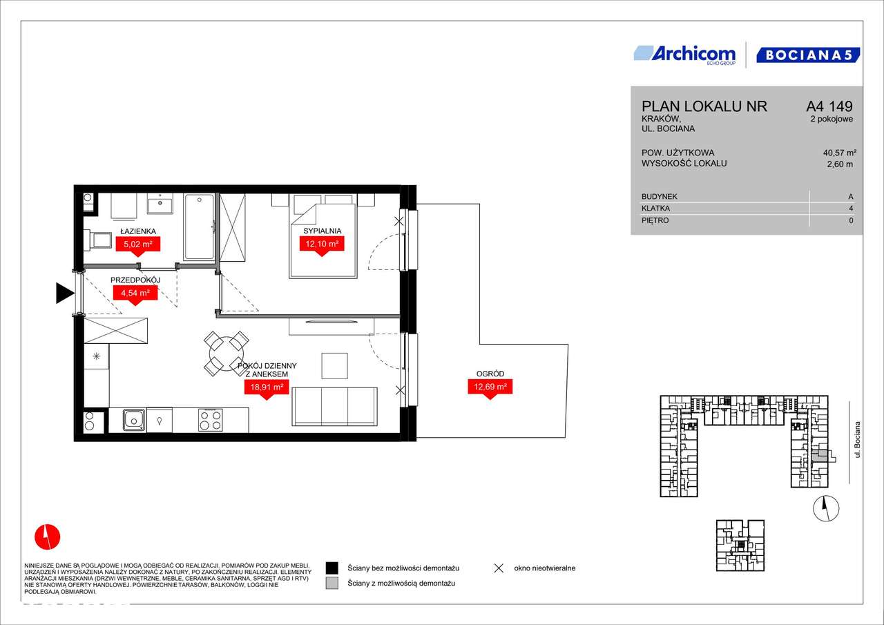 2-pokojowe mieszkanie 40 m² + ogródek - Ansicht 2