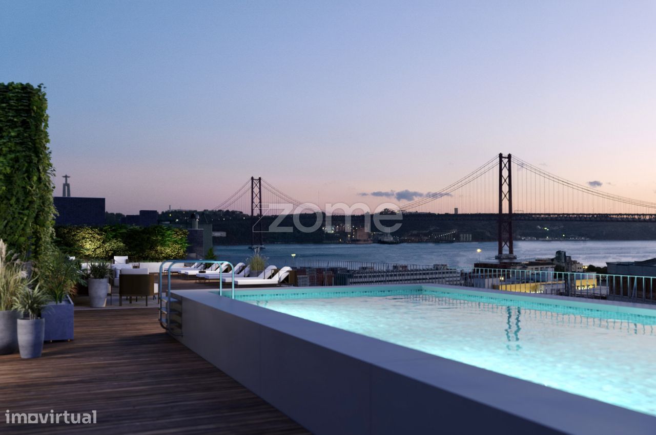 Apartamento NovoT1, Beira-rio, vistas magnificas sobre o Tejo, piscina