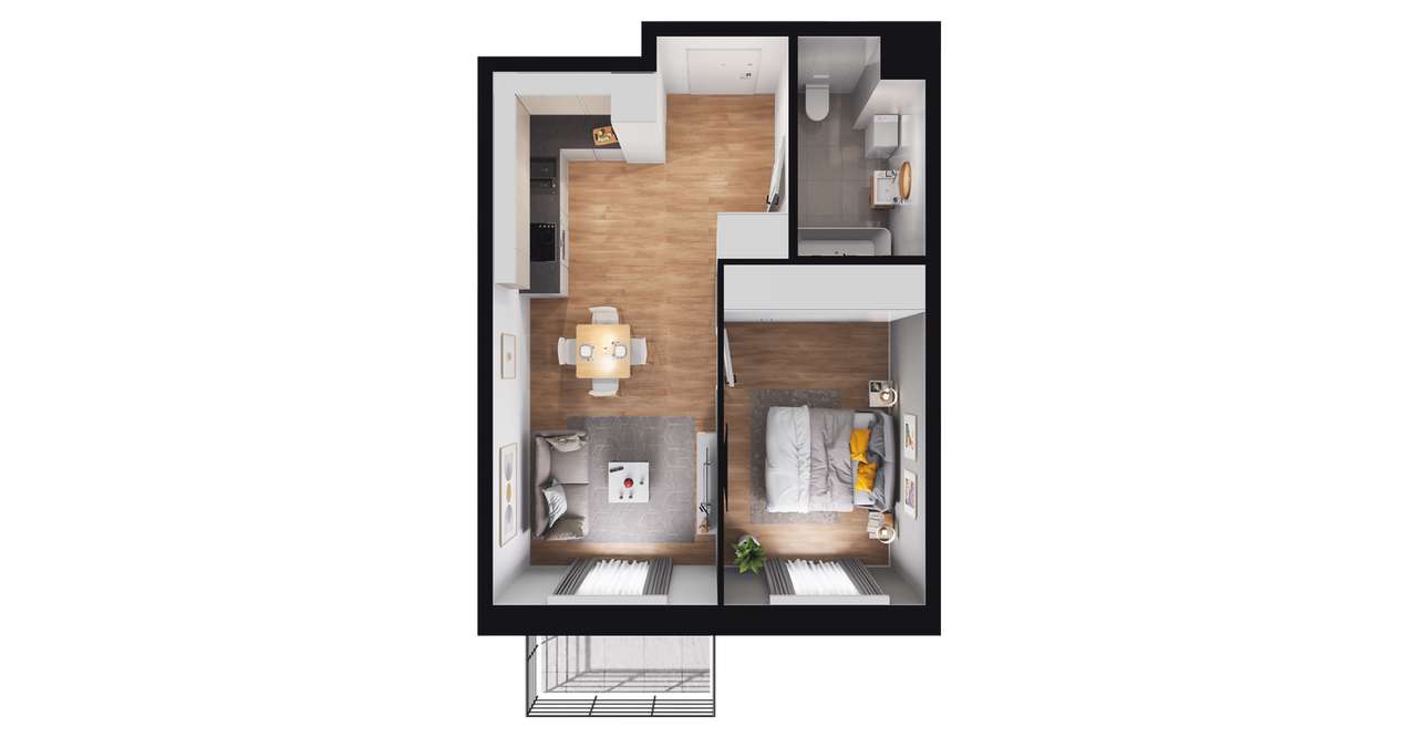 2-pokojowe mieszkanie 38m2 + balkon Bez Prowizji - Pełny obrazek: 2/8