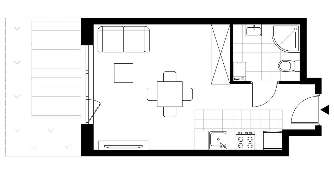 1-pokojowy apartament inwestycyjny 25m2 + ogródek - Pełny obrazek: 3/8