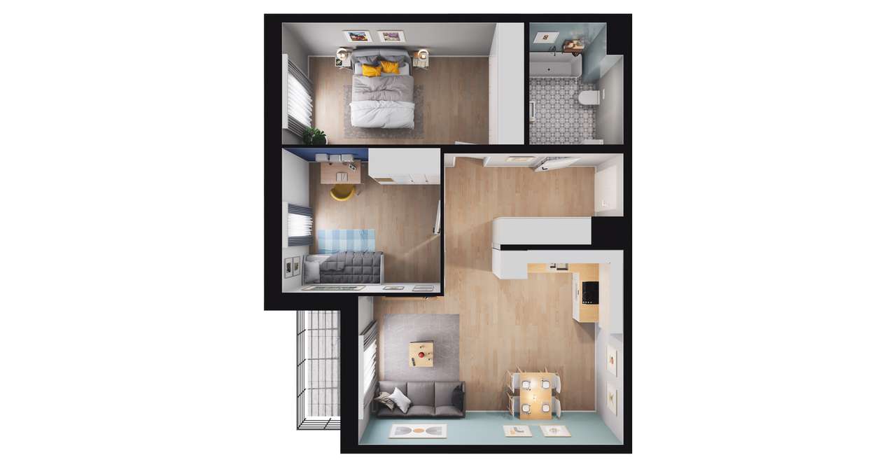 3-pokojowe mieszkanie 62m2 + taras Bez Prowizji - Pełny obrazek: 2/8