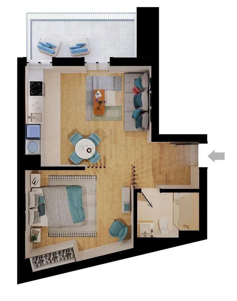 Apartamento T0 transformado em T1 em Construção junto ao Metro de Vila - Grande imagem: 4/8