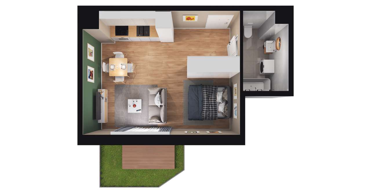 1-pokojowe mieszkanie 33m2 + ogródek - Pełny obrazek: 2/8