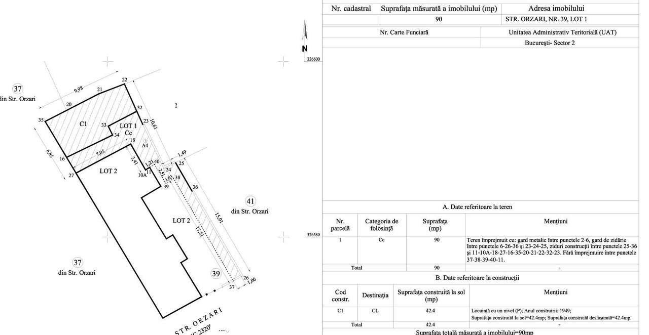 Constructie Ruina 42 mp pe strada Orzari colt Agricultori teren 90mp - Imagine principală: 2/15