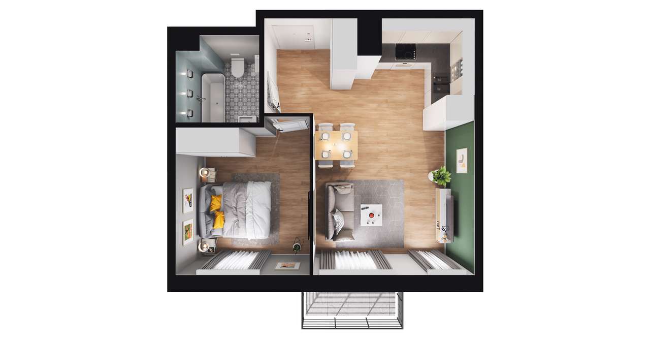 ul. Glogera | mieszkanie 2-pok. | F_14 - Pełny obrazek: 3/9