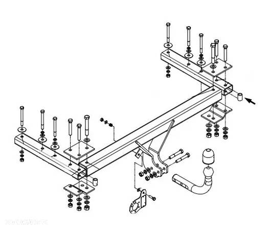 HAK HOLOWNICZY Z KULA ODKRĘCANĄ NA DWIE ŚRUBY+WIĄZKA7/13 VOLKSWAGEN VW PASSAT B5 4x4+KOMBI+4d 97-05 - 5