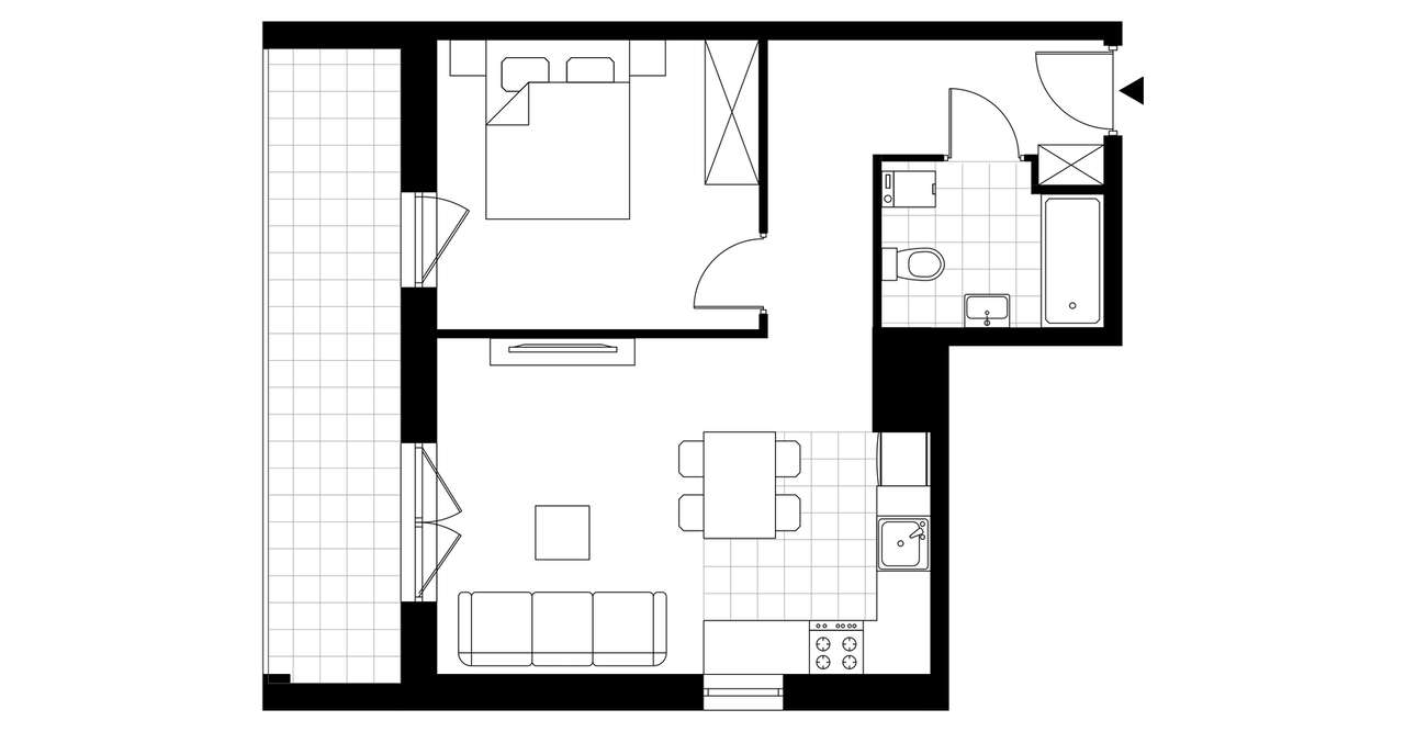 2-pokojowe mieszkanie 43m2 + loggia Bez Prowizji - Pełny obrazek: 3/7