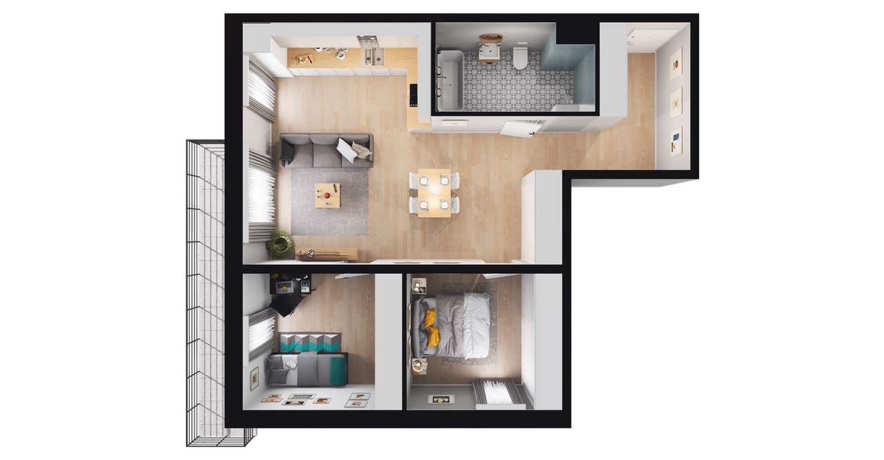 Panorama 3 Stawy | mieszkanie 3-pok. | 1.B5 - Pełny obrazek: 3/9