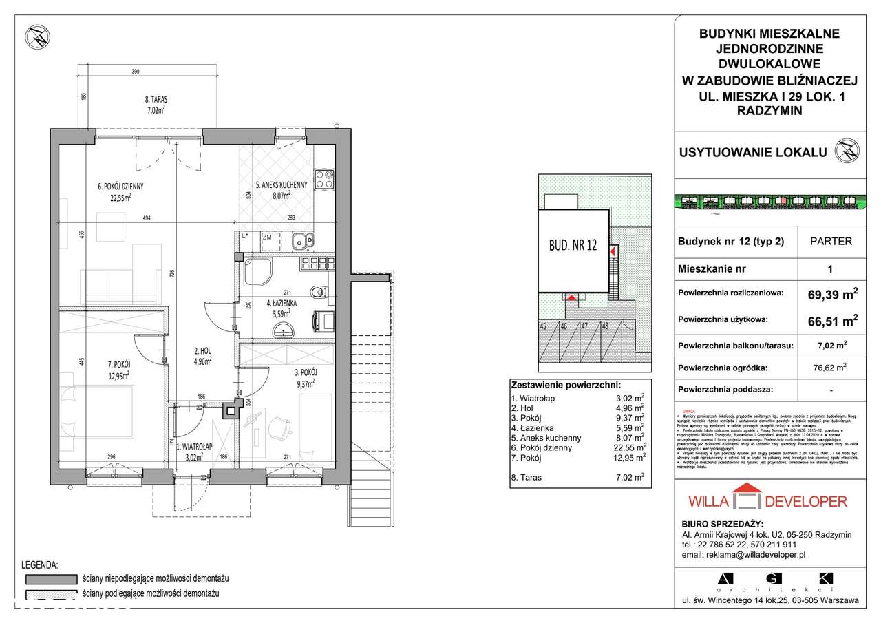 3-pokojowe mieszkanie 66m2 + ogródek - Pełny obrazek: 2/7