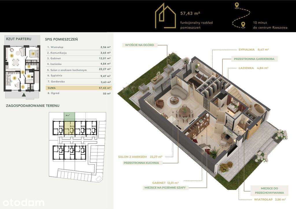 Nowość -Przedsprzedaż! / Północ Rzeszowa / Przestronny ogródek - Pełny obrazek: 5/12