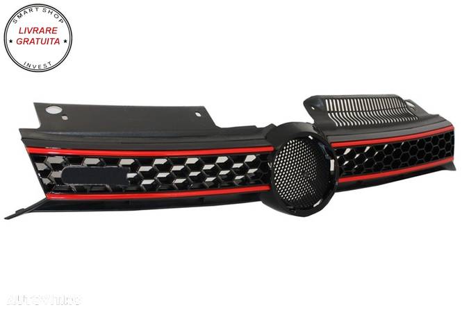 Grila Centrala VW Golf 6 VI (2008-2012) Golf 7 U Design cu Red Strip GTI LED dinam- livrare gratuita - 14