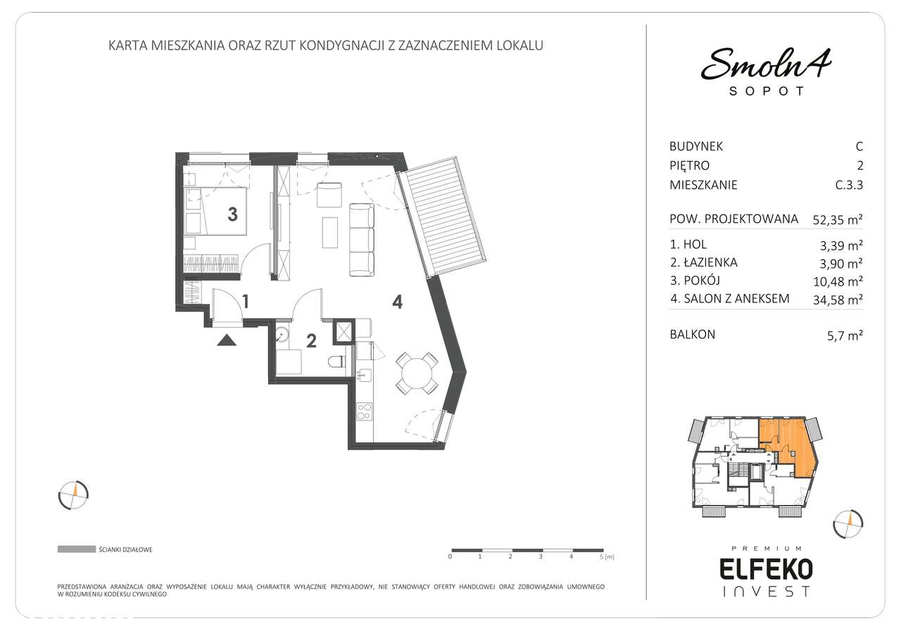 Mieszkanie 2 pok., 2 piętro, winda, Sopot - Pełny obrazek: 2/9
