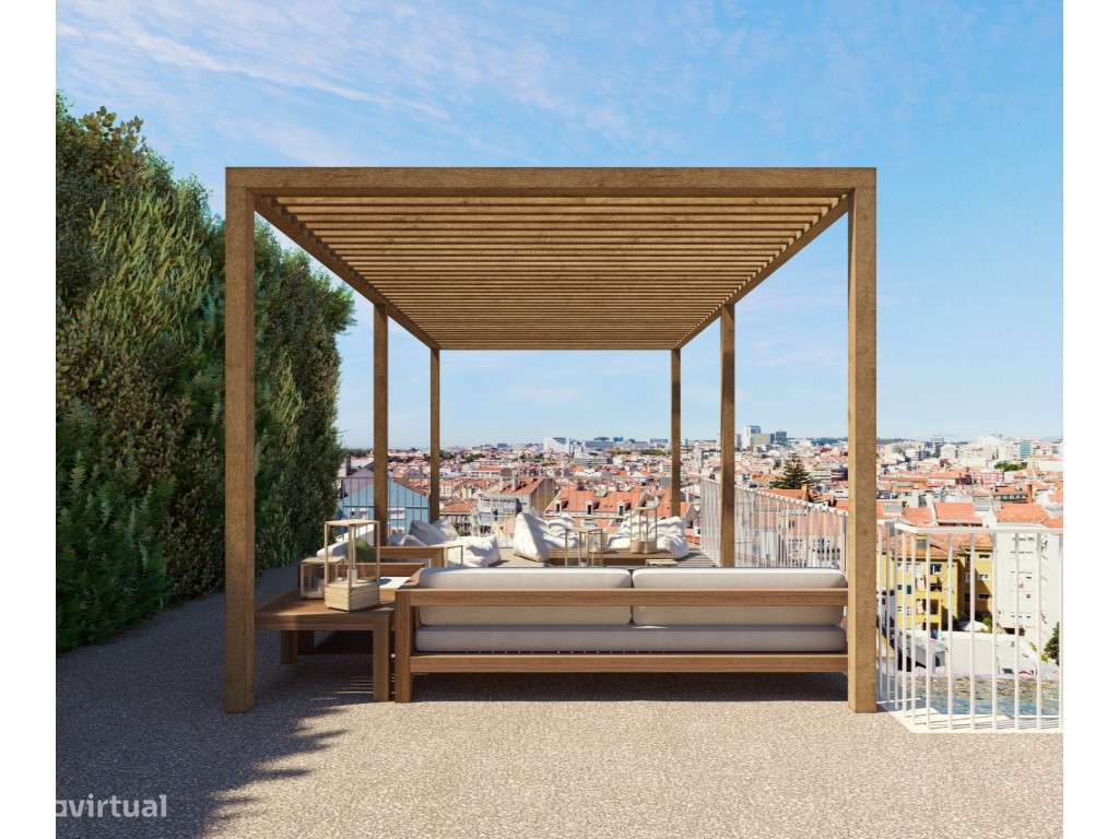 Apartamento com vista num condomínio com Jardim e piscina Arroios-17