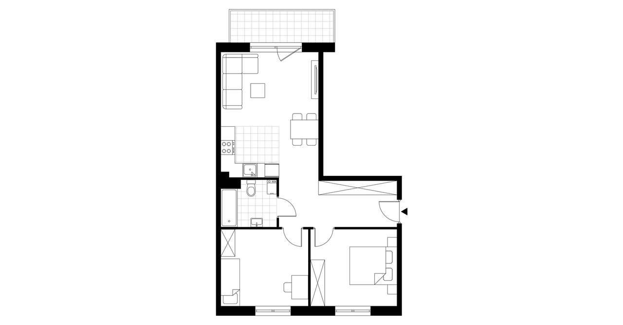 3-pokojowe mieszkanie 57m2 + balkon - Pełny obrazek: 3/8
