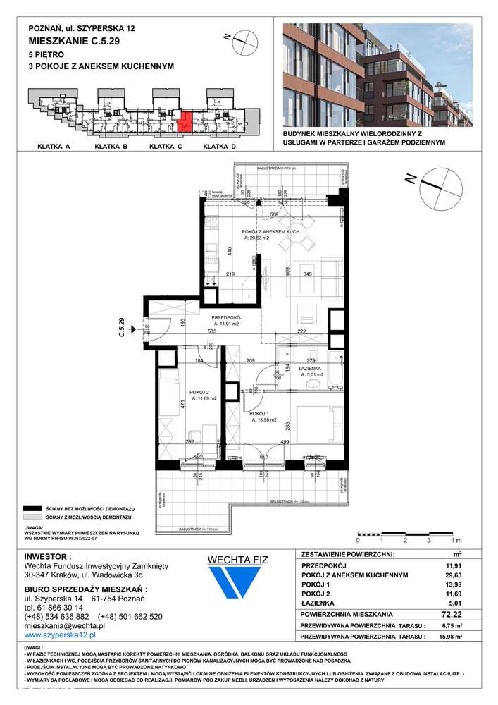 3-pokojowe mieszkanie 72m2 + 2 tarasy Bezpośrednio - Pełny obrazek: 2/7