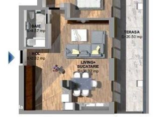 Vanzare apartament de 2 camere plus TERASA 20 mp, zona de NORD