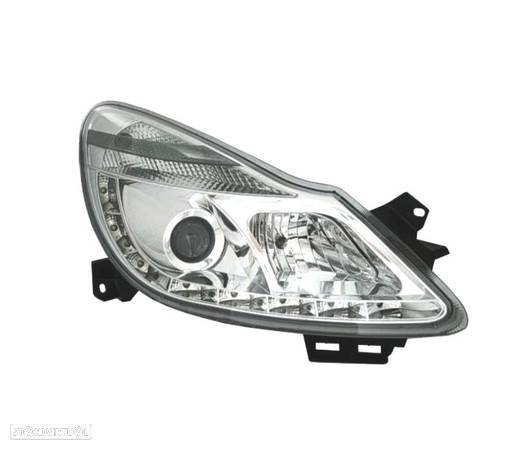 FARÓIS FRONTAIS PARA OPEL CORSA D LUZ DIURNA LED 06-10. FUNDO CROMADO - 4