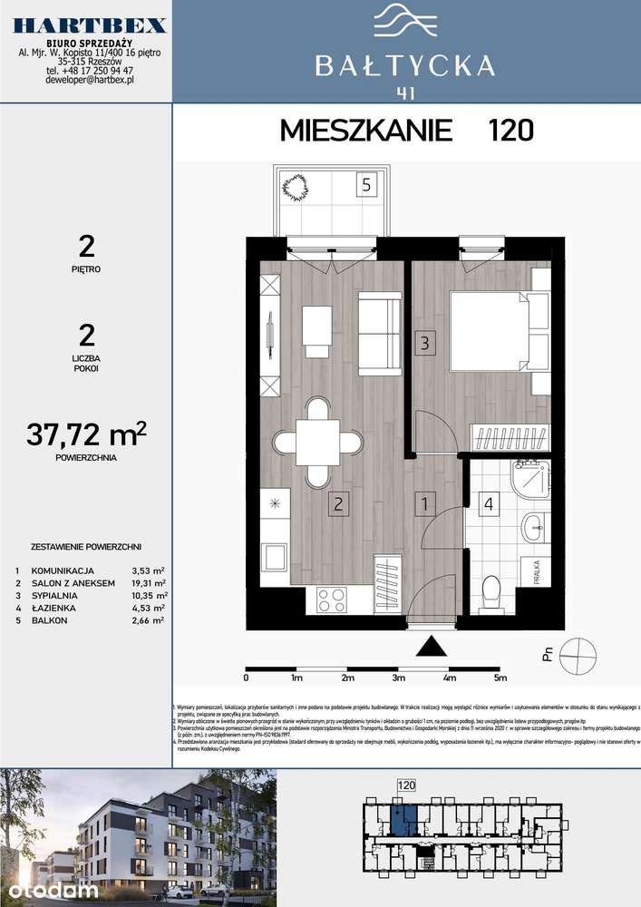 2-pokojowe mieszkanie 37m2 + balkon Bezpośrednio - Pełny obrazek: 2/7