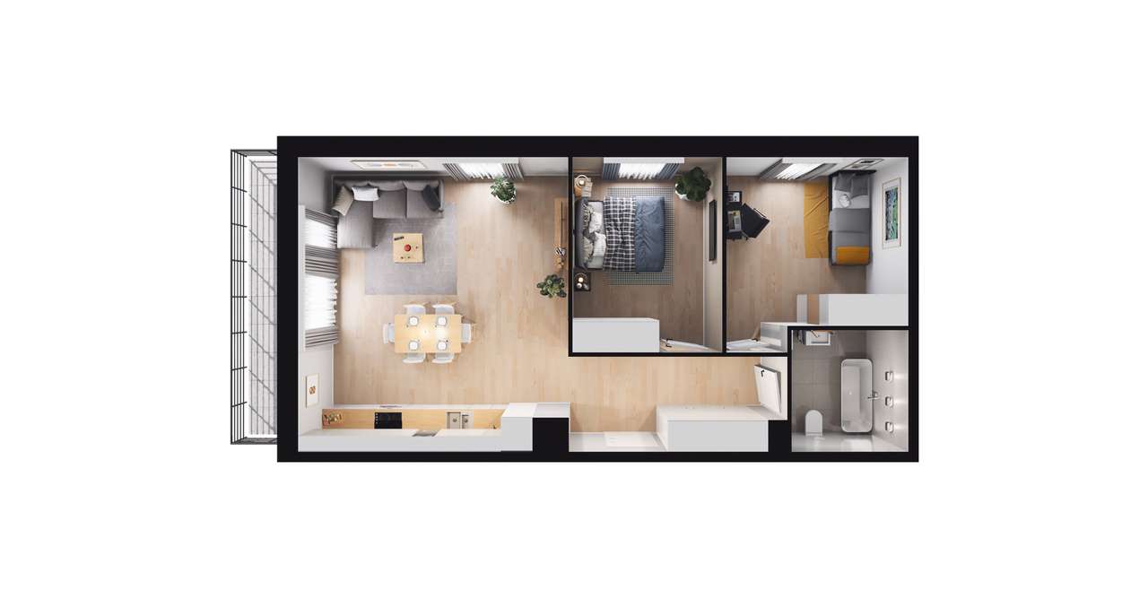 3-pokojowe mieszkanie 61m2 + balkon Bez Prowizji - Pełny obrazek: 2/8