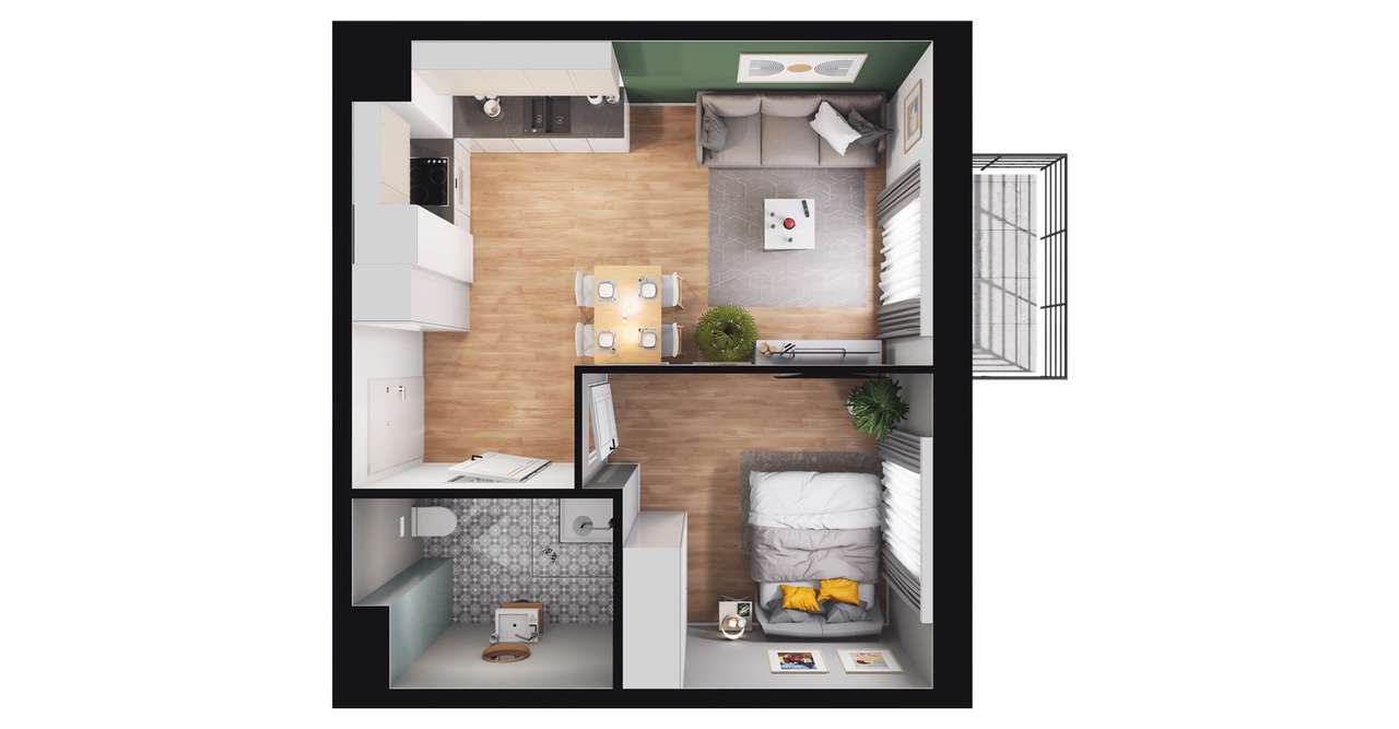 2-pokojowe mieszkanie 36 m² + balkon - Ansicht 3