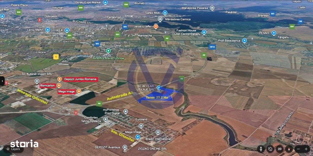 14,3 EURO/mp - OPORTUNITATE langa Nodul A0 Glina - 27,2 Hectare - COMI - Imagine principală: 5/9