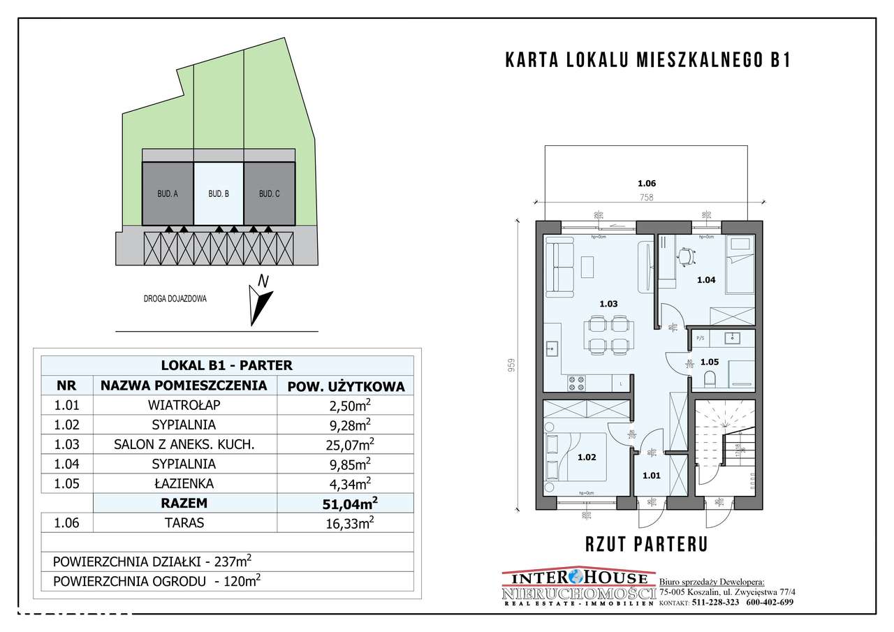 Nowe 3pok z tarasem i ogródkiem B1-1