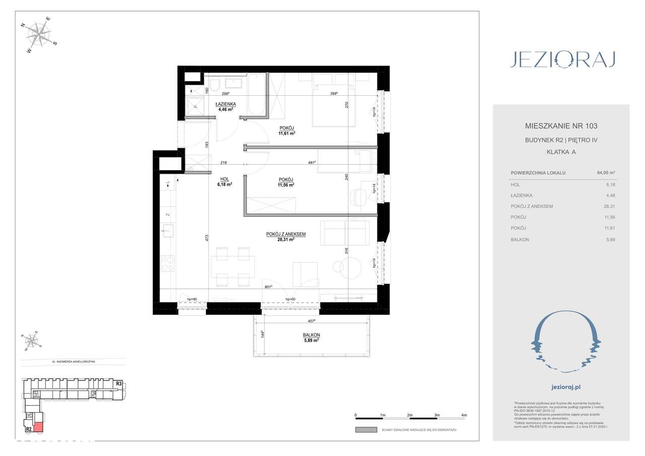 Jezioraj | Zamieszkaj na wakacjach! | Mieszkanie 3-pokojowe | 103 - Pełny obrazek: 2/12