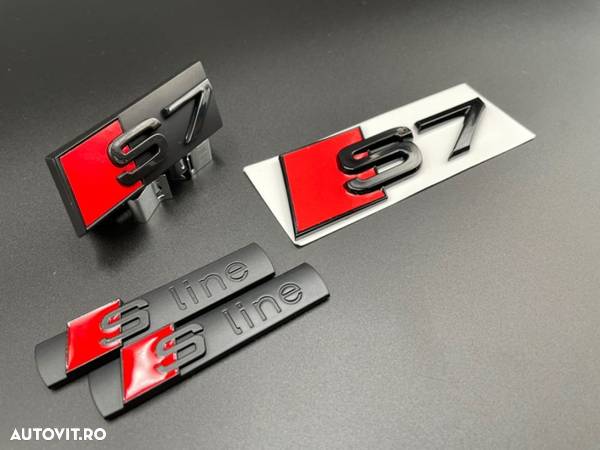 Set embleme Premium Audi S7 Negru / Roșu - 2