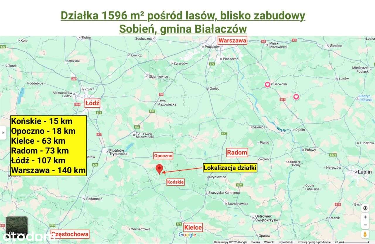 Działka 1596 m² na skraju lasu, Sobień, Białaczów-4