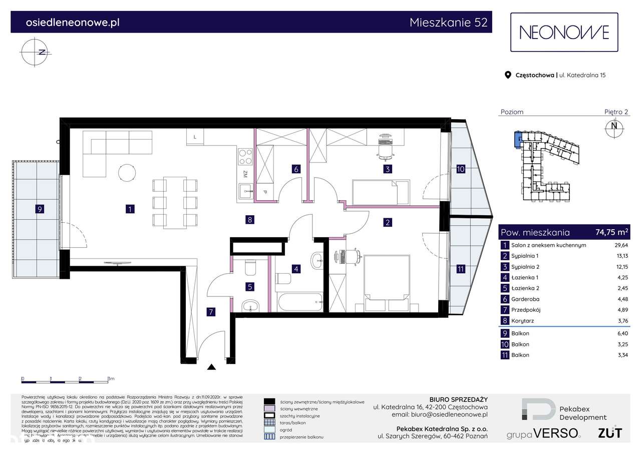 3-pokojowe mieszkanie 74m2 + 3 balkony - Pełny obrazek: 2/7