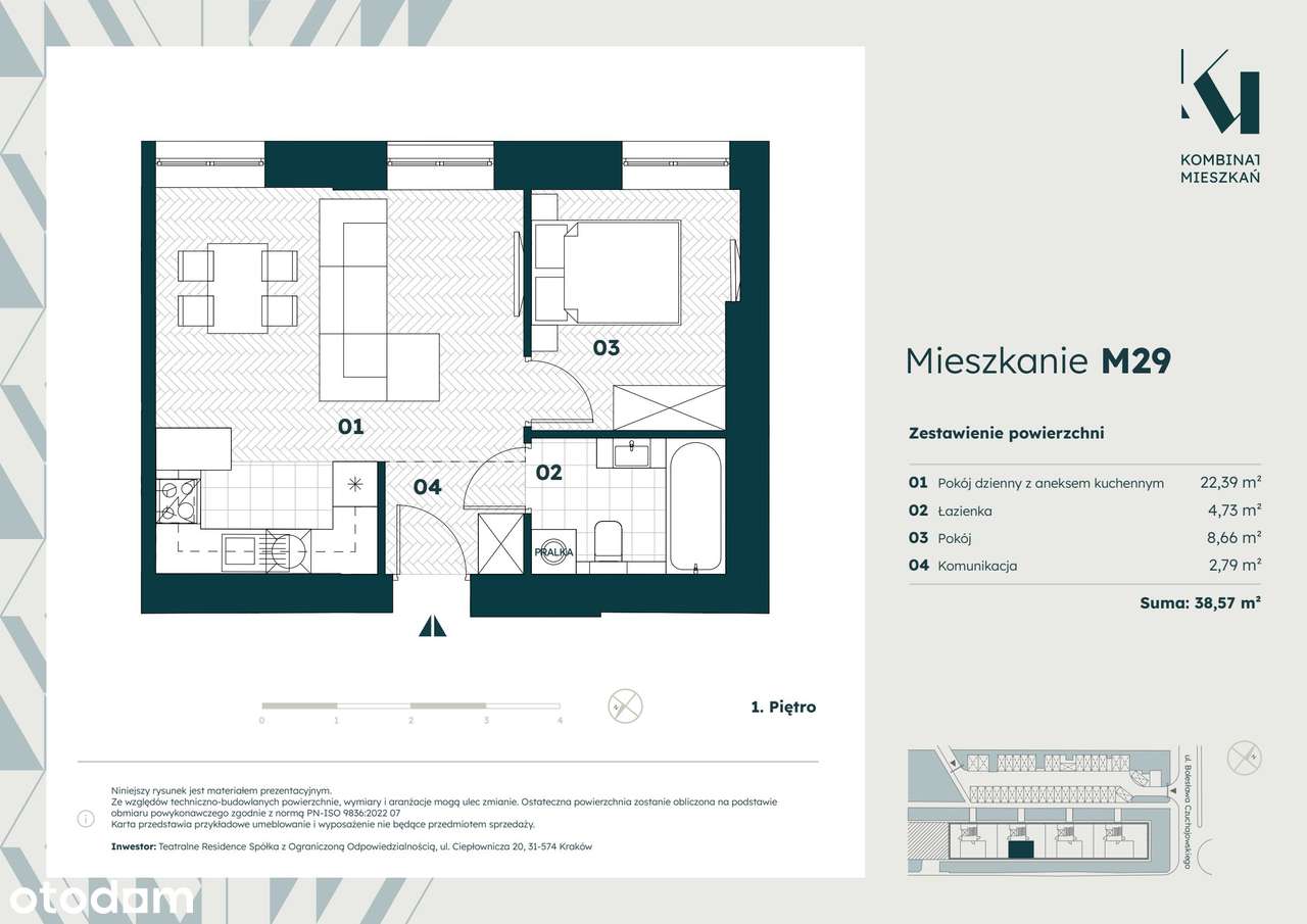 2-pokojowe mieszkanie 38m2 Bez Pośredników - Pełny obrazek: 2/7
