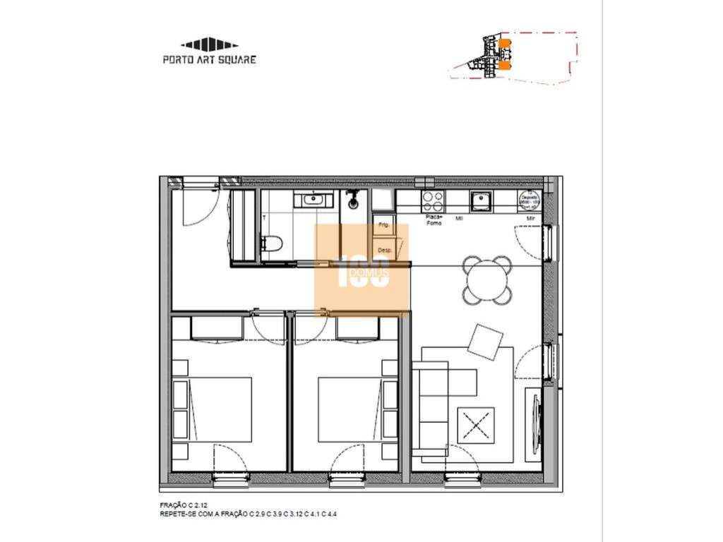 T2 com varanda - Porto Art Square-24