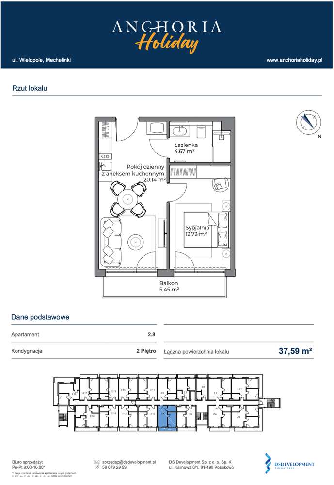 Apartament 2-pokojowy z balkonem – Anchoria Holiday Mechelinki - Pełny obrazek: 2/11