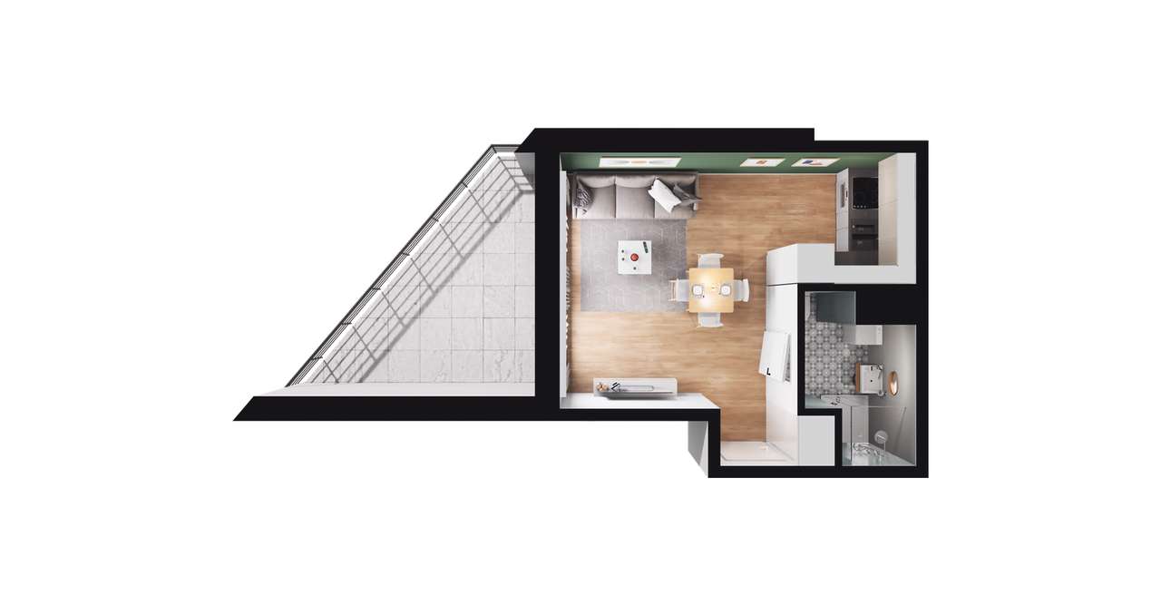 1-pokojowe mieszkanie 25m2 + loggia Bez Prowizji - Pełny obrazek: 2/8