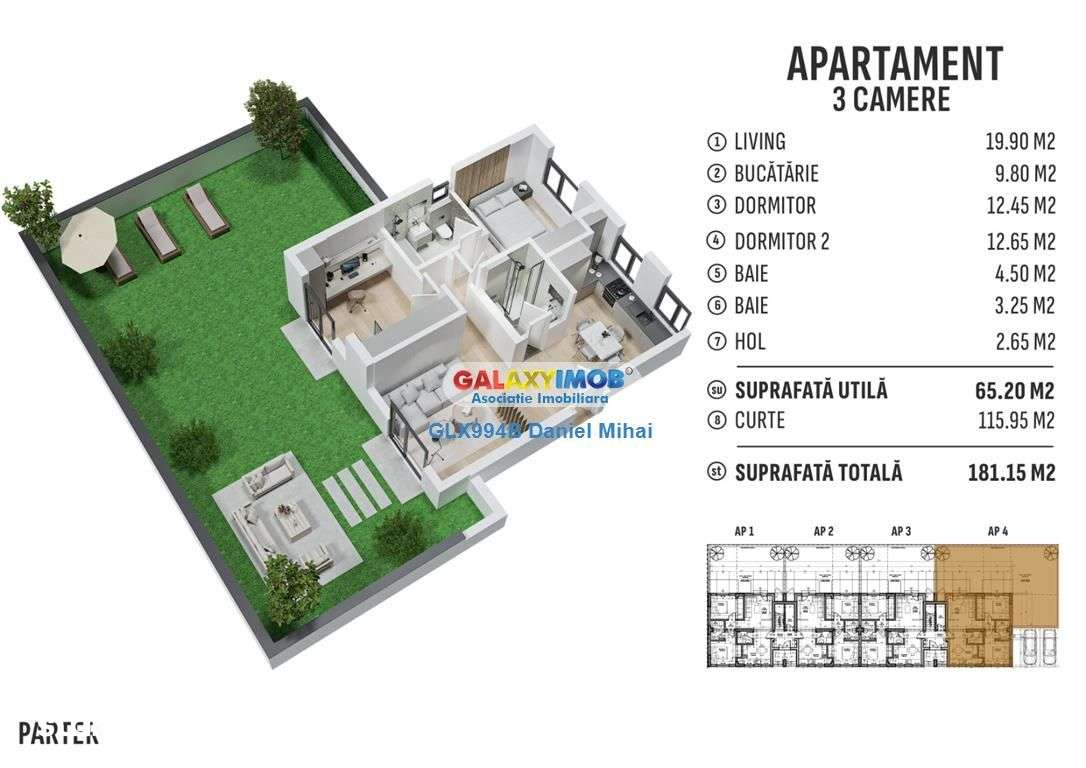 Apartament 3 camere\/2bai\/Curte 116mp-Prelungirea Ghencea - Imagine principală: 5/20