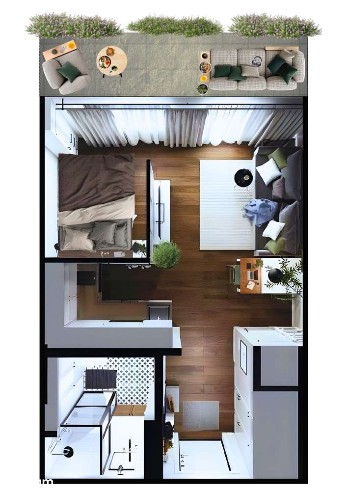 Apartament 32 m² • Kawalerka z Dużym Tarasem • Piękny Budynek - Pełny obrazek: 1/7