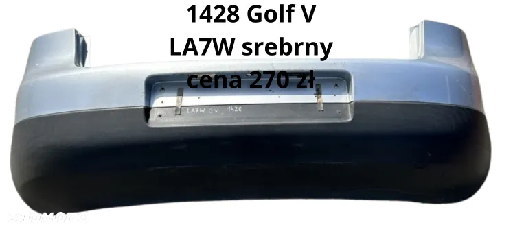 Zderzak tył tylny Golf 5 Plus LA3X pomarańczowy bordowy 5M0807421 / Golf 5 HB kolor srebrny LA7W 1K60807421 Część do założenia bez lakierowania. - 2