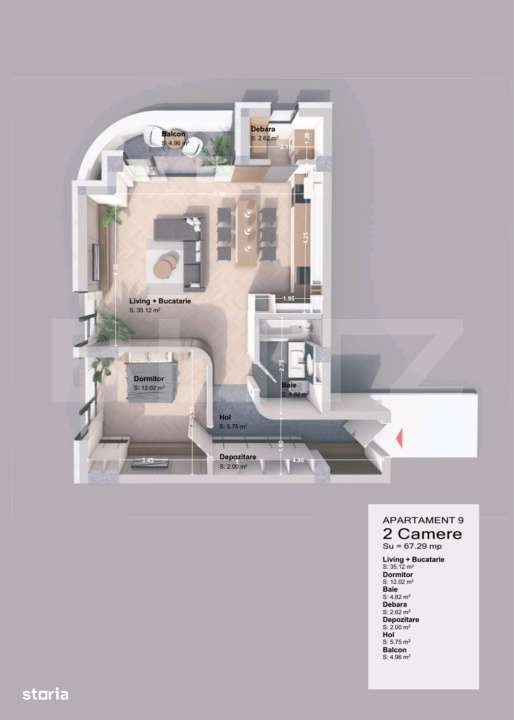 Apartament 2 camera, 67.29 mp, zona Pacurari - Rediu — fotografia 1