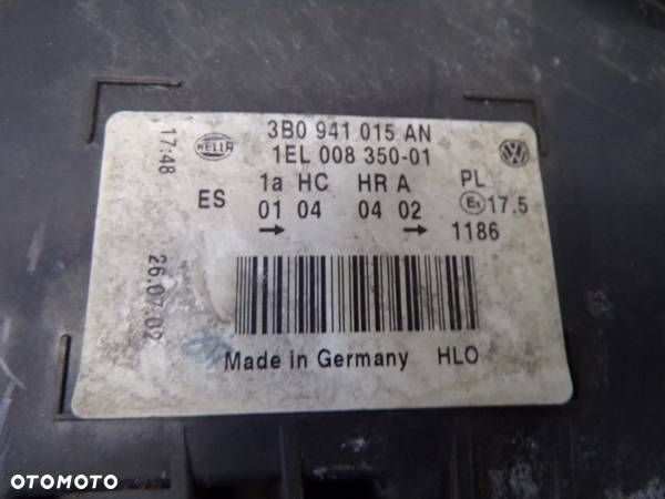 LAMPA LEWY PRZÓD VOLKSWAGEN PASSAT B5 3B0941015AN - 5