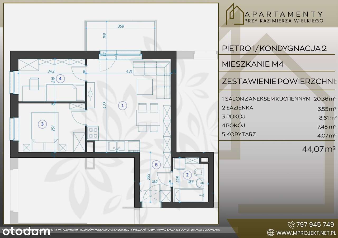 Nowy apartament 44m2 - z klimatyzacją ! - Pełny obrazek: 5/6