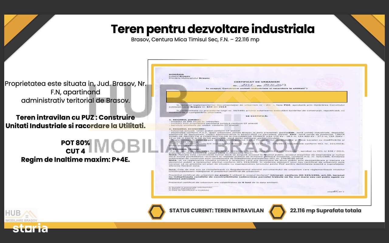 Teren Industriala cu PUZ | Centura Mica | 22.116mp - Imagine principală: 3/4