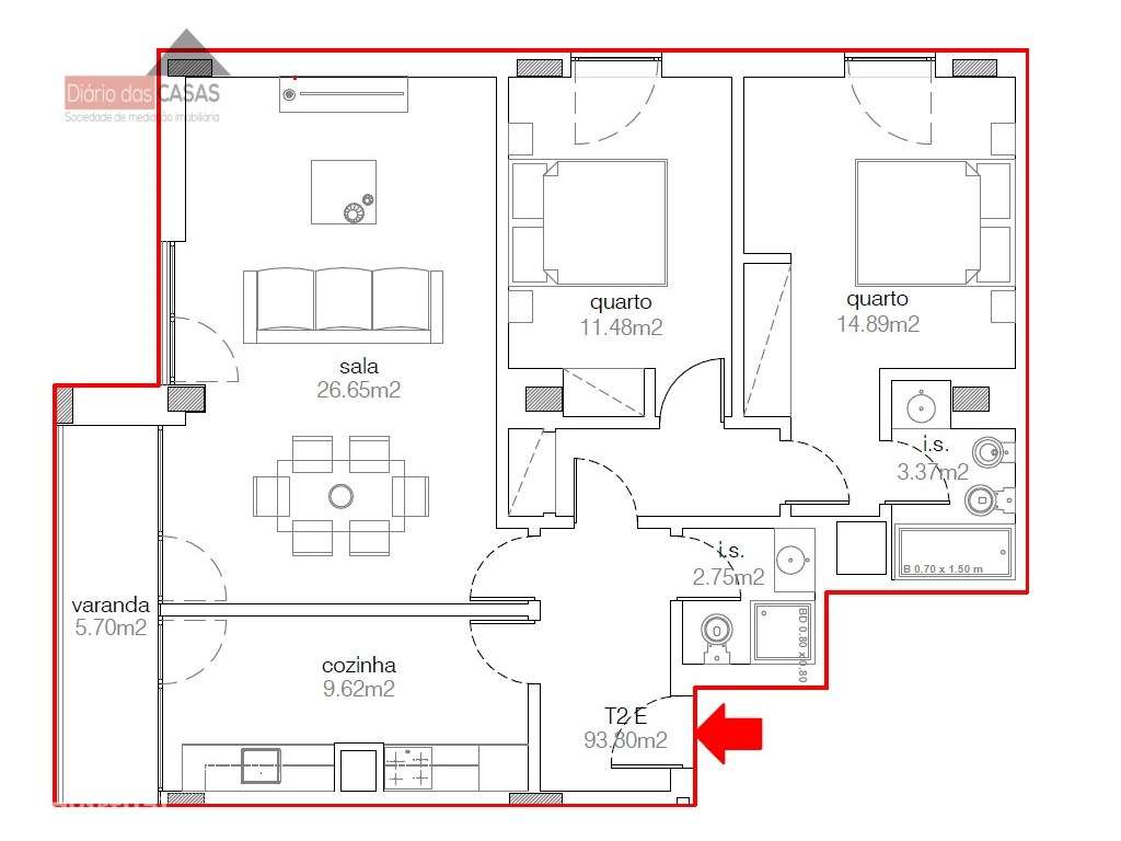 Apartamento T2 Novo na Av. do Brasil - Figueira da Foz - Grande imagem: 3/4