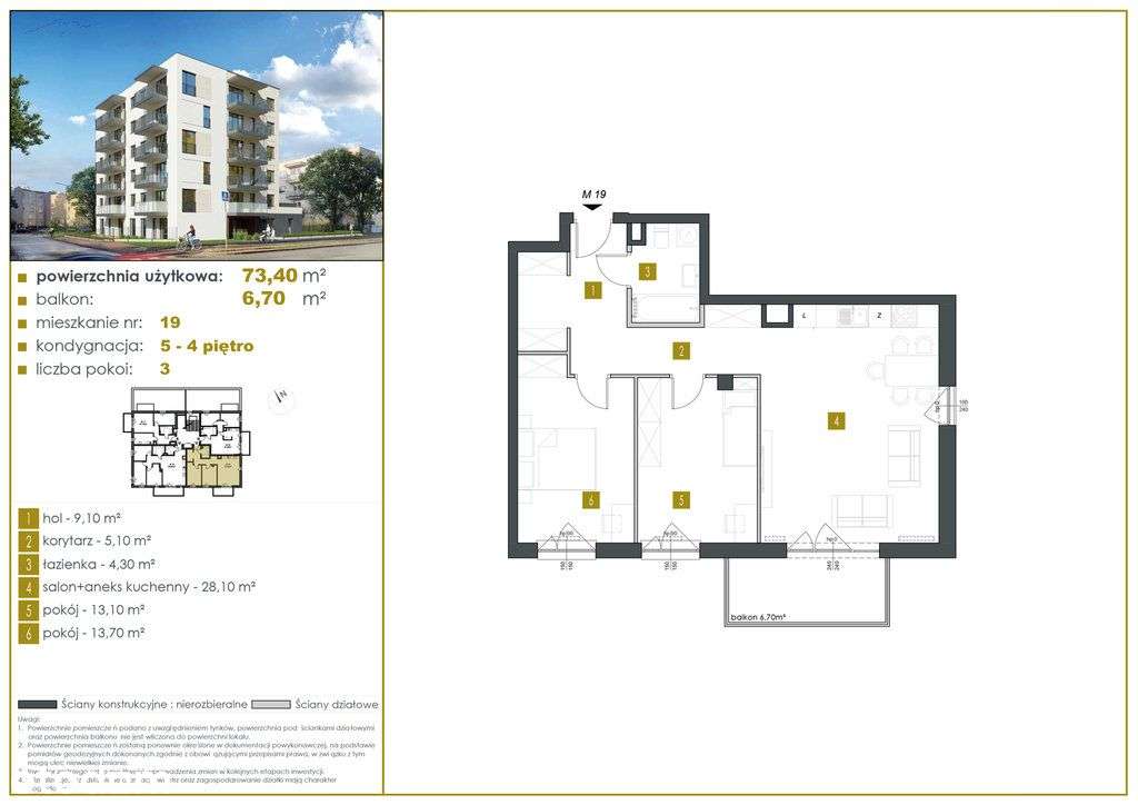 Mieszkanie, 73,40 m², Legionowo-3