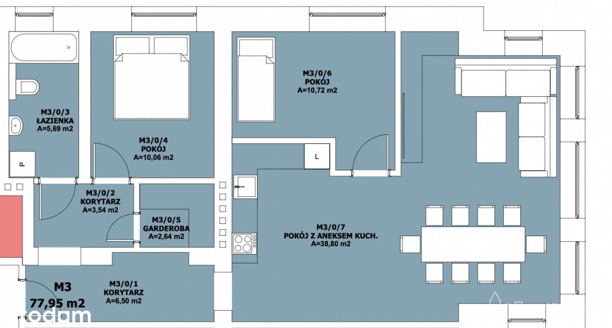 Przestronne mieszkanie na Sołaczu 78,70 m2
